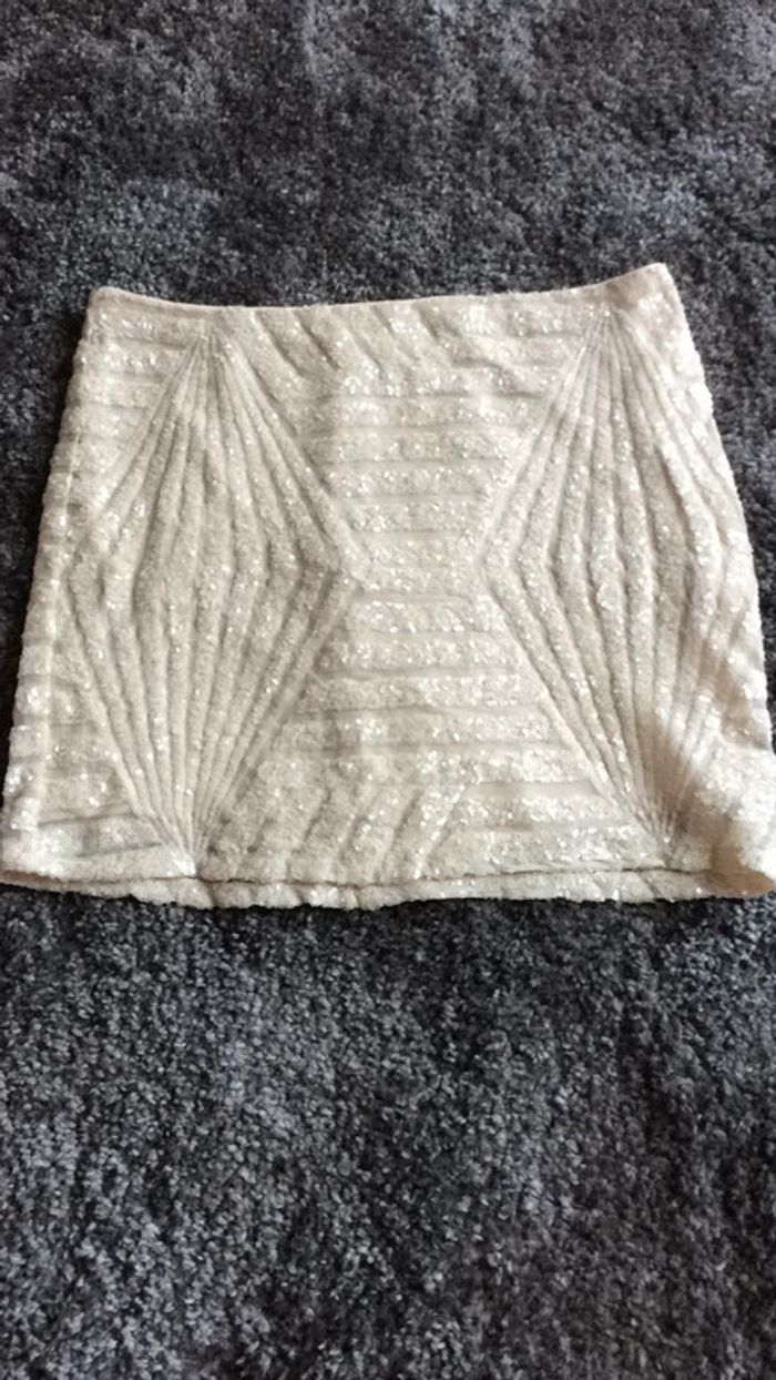 Magnifique jupe sequin beige etam taille 38