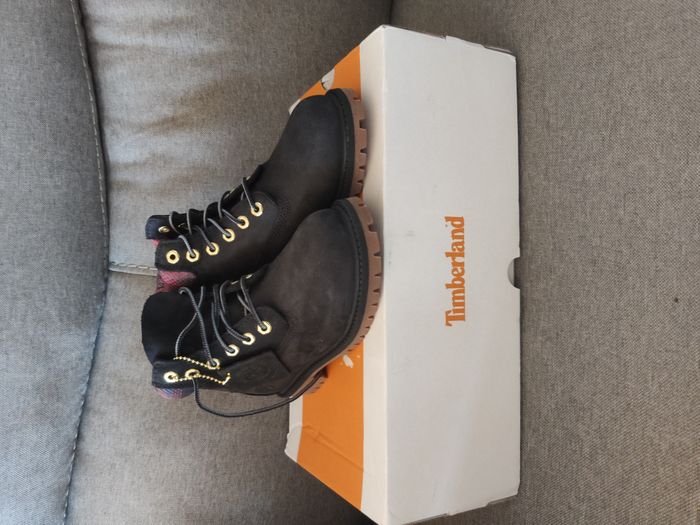 Boots cuir Timberland Premium noir/rose 31 - photo numéro 7