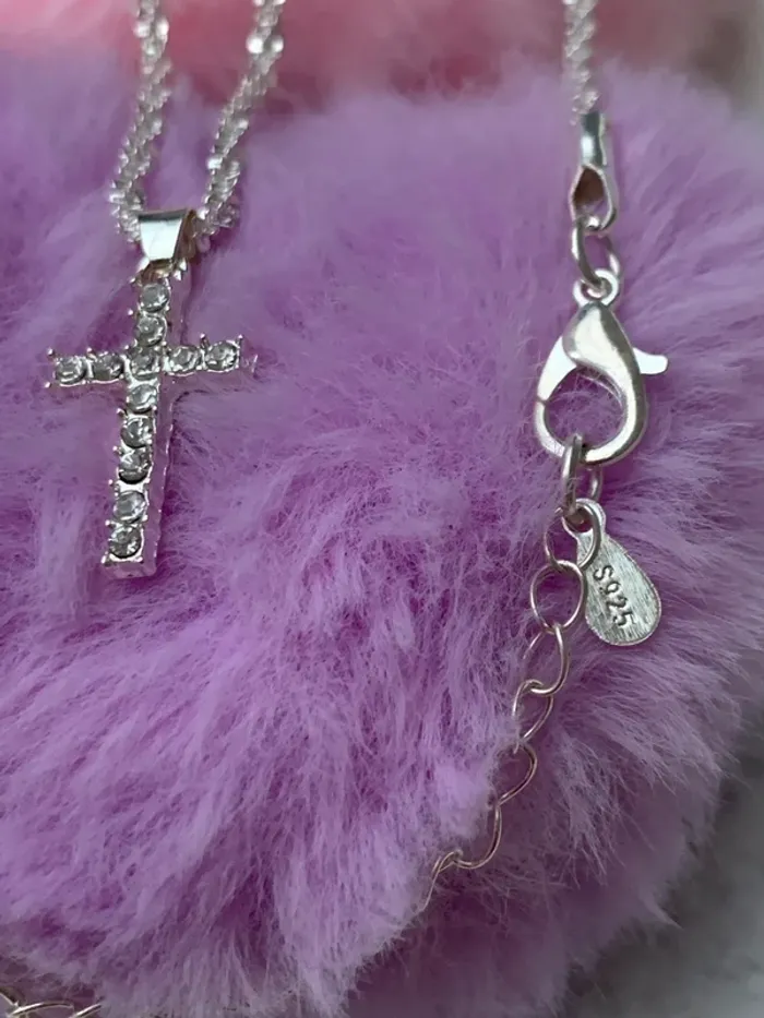 Bijoux en plaqué argenté 925 avec de jolies cristaux brillant 🍭🍭 - photo numéro 3