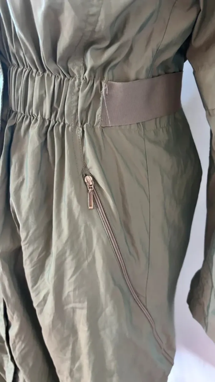 💕 parkas long imperméable cintré kaki taille 36 s - photo numéro 2