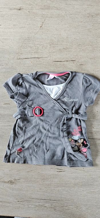 Tunique manches courtes grise, Disney Minnie, taille 5 ans, nickel