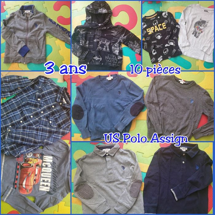 Lot 2 vetements garcon 3 ans hiver 10 pièces chemise, sweat, t-shirts, polos, pulls