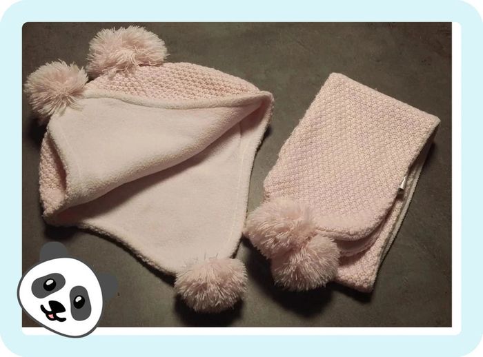 ensemble Bonnet + écharpe chauds grain de blé taille 52 en excellent état - photo numéro 2