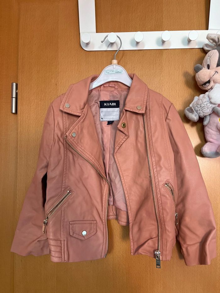 Perfecto / veste en simili cuir rose poudré 3 ans - photo numéro 5