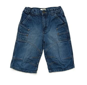 Bermuda bleu marine multipoche. Short long. Effet delave. Jean. In Extenso. Coton. Taille 8 ans. 126