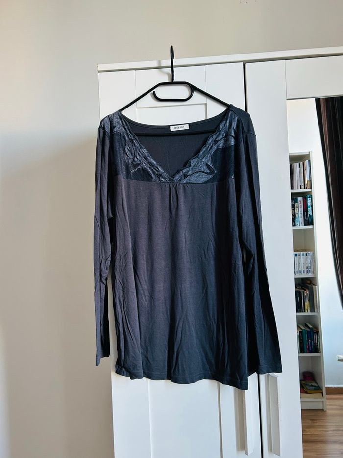Haut de pyjama gris à dentelles Mnemo Taille L