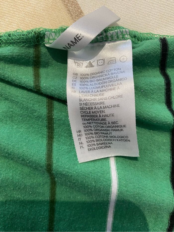 T-shirt H&M garçon coton bio rayé vert 2-4 ans (98/104) - photo numéro 3