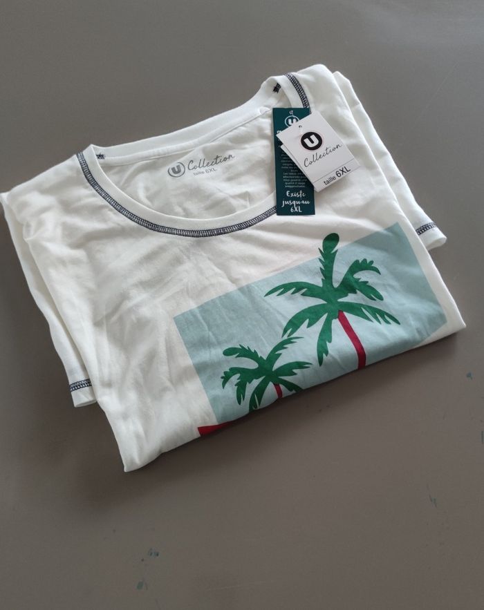 T-shirt manches courtes marque U collection taille XXXXXXL/6XL couleur blanc à motif pour homme - photo numéro 8