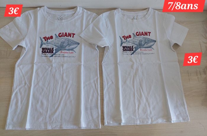 Lot de 2 T-shirts blanc garçon 8ans - photo numéro 3