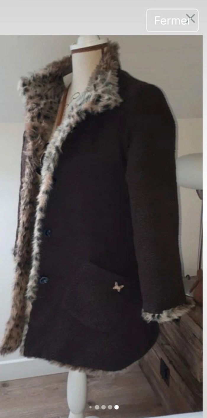 Manteau réversible marron
fausse fourrure léopard Kenzo ; - photo numéro 12