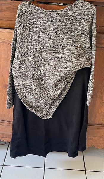 Pull col bateau beige et marron