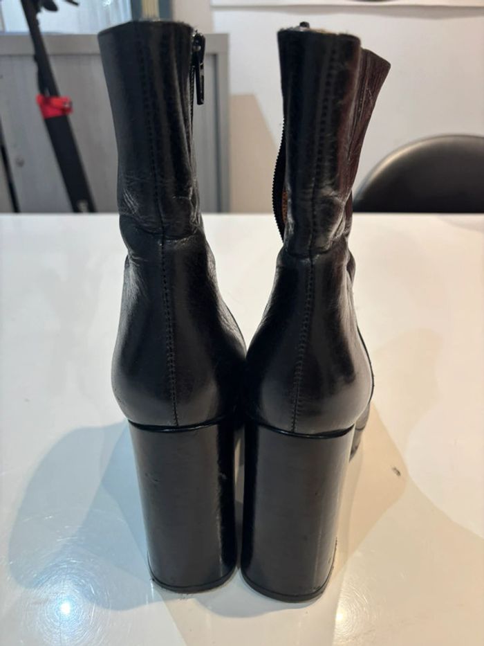 Bottines à talons carré en cuir minelli taille 38 - photo numéro 8