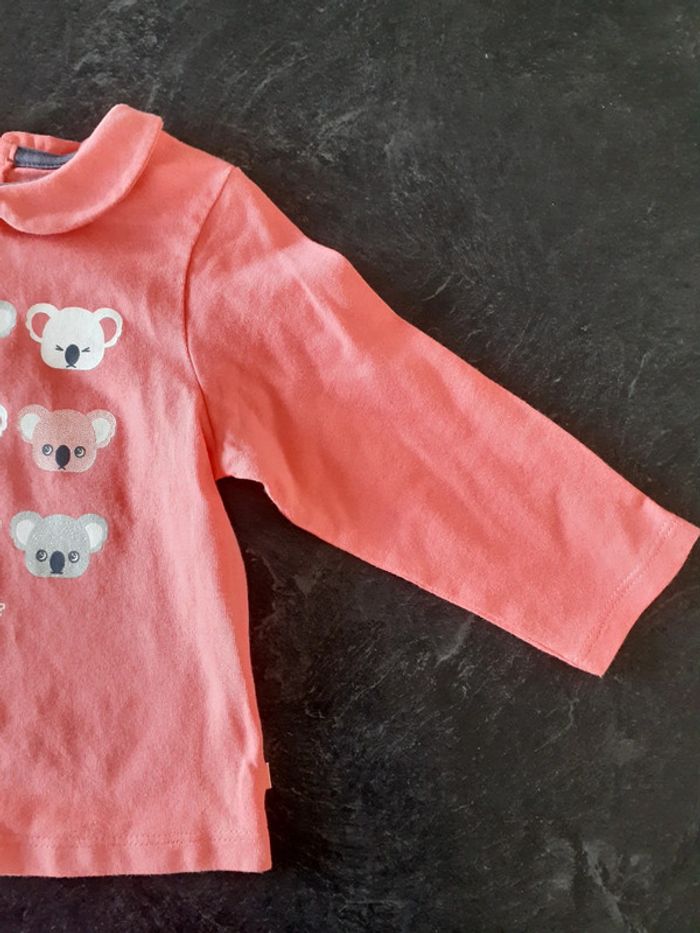 T-shirt fille manches longues corail koalas 12 mois - photo numéro 4