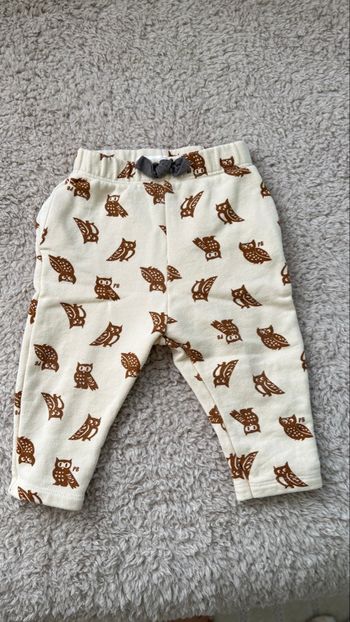 Pantalon bébé imprimé hiboux écru 