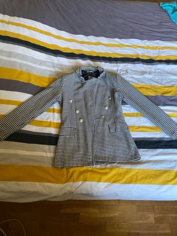 Veste blazer  noir et blanc à carreaux