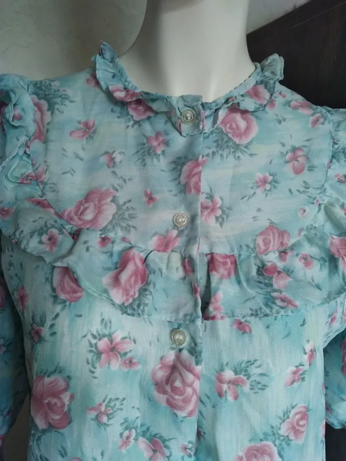 Chemise de nuit vintage pyjama pajama night dress sleeping fleurs flower - photo numéro 2