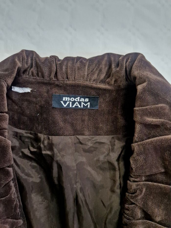 Veste vintage femme , taille L , marron , poches cœur - photo numéro 6