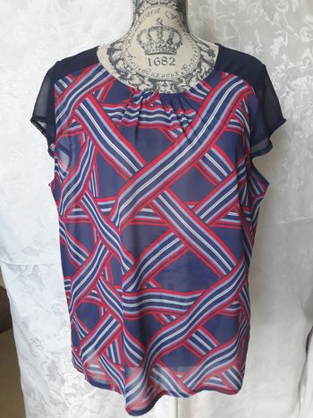 Faby27800 Blouse femme, couleur Bleu rouge et blanc - T 44