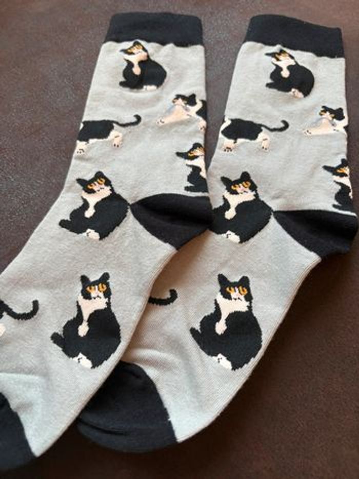 Chaussettes chat noir et blanc