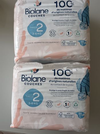 2 paquets couches bébé Biolane taille 2