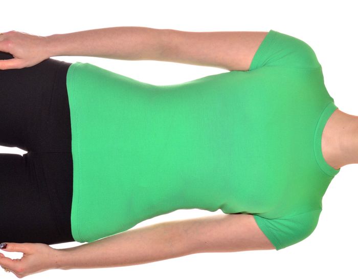 tshirt ajusté col rond vert clair uni taille 34 - photo numéro 4