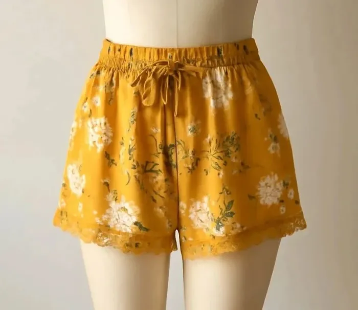 Short jaune pyjama femme T42