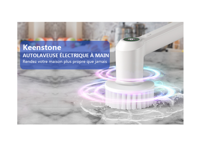 Autolaveuse, Brosse de nettoyage électrique Rotative Keenstone rechargeable sans fil avec 3 têtes po - photo numéro 4