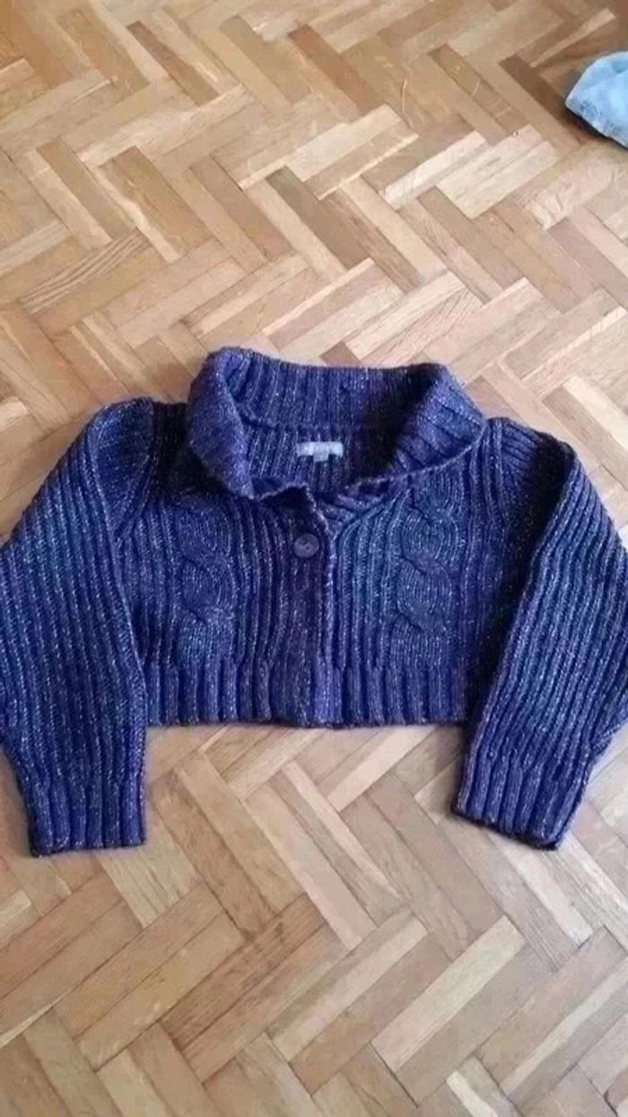 veste boléro épaisse tricot 5 ans violet in extenso