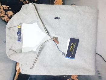 Pull half zip Ralph Lauren - Taille XL - Couleur gris logo brodé noir - Neuf