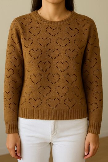 Pull en maille ajouré broderies