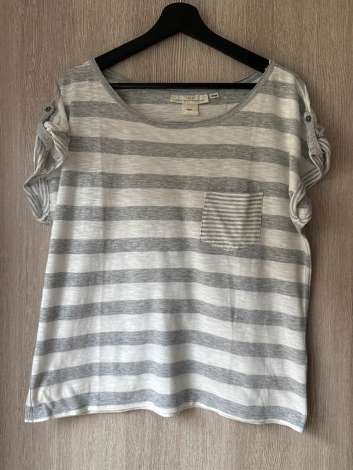 Sublime t-shirt loose MC en coton blanc/gris - H&M - M