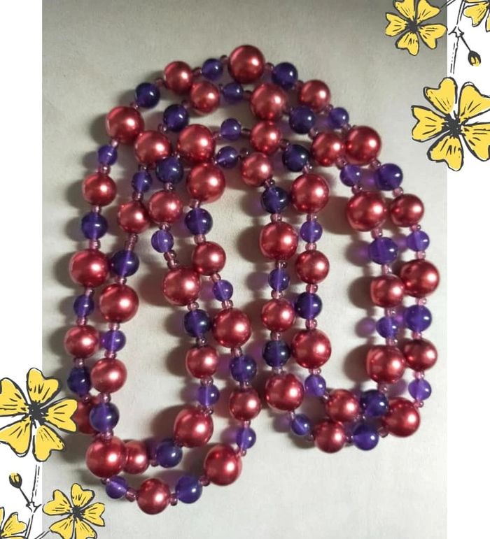 Collier bordeaux & violet double rang – Perles fantaisie – Élégance colorée - photo numéro 2