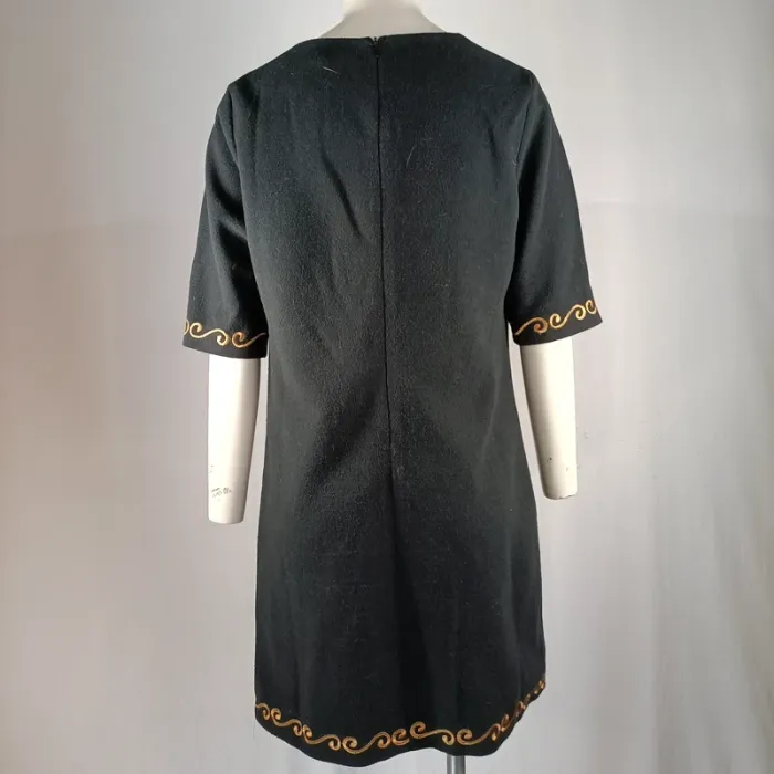 Robe chic noire flanelle manches courtes - Molly Bracken - taille S A1146 - photo numéro 4