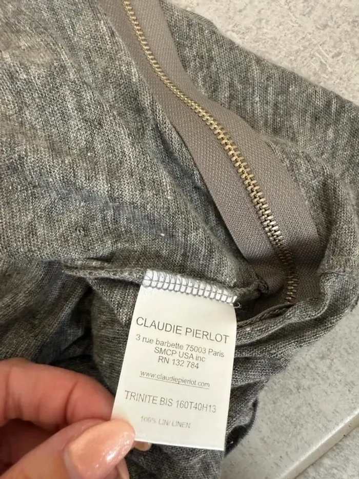 T-shirt Claudie Pierlot en lin longues manches taille 2 soit M parfait état - photo numéro 9