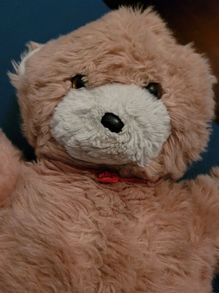 RARE Grand Ours Boulgom beige miel 44cm noeud rouge gros Made in France collection - photo numéro 2