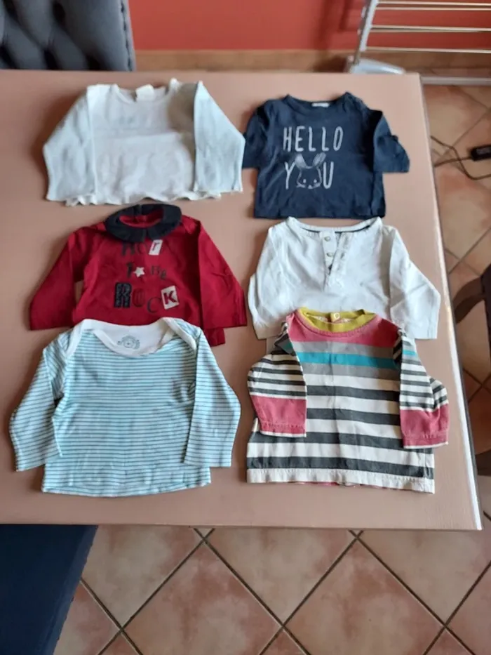 lot 6 tee shirts manches longues 3 mois