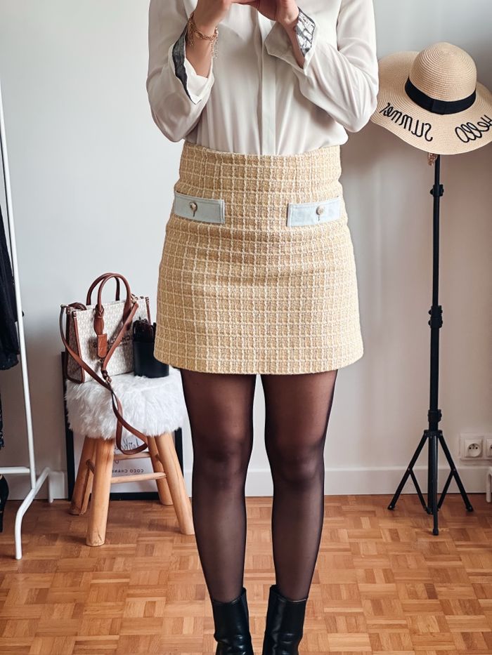 Mini jupe Sandro taille 36 jaune et blanche