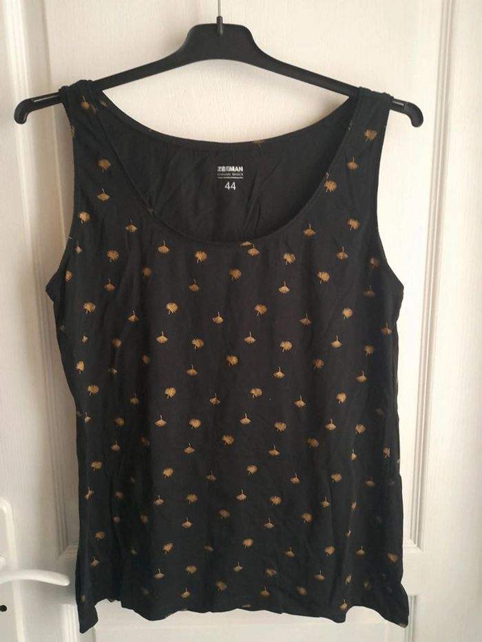 Débardeur noir motif or 44