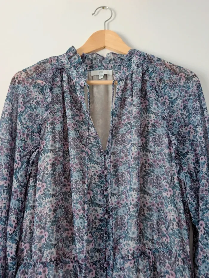 Robe maxi longue bleu lavande fleurie fluide bohème hippie chic La redoute taille 38 - photo numéro 6