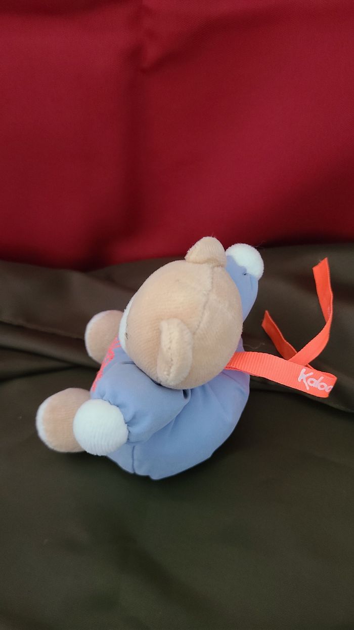 DOUDOU PELUCHE BOULE KALOO PETIT OURS BLEU ORANGE FLUO 10 CM - photo numéro 4
