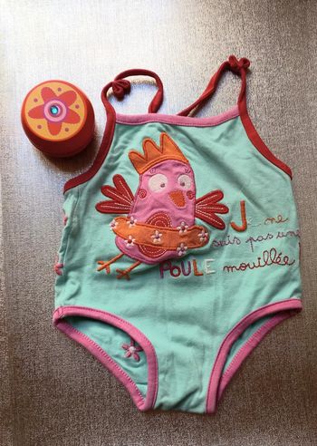 Body en coton été motif poule rigolo