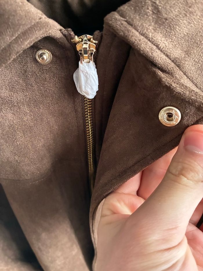 Veste Bomber effet daim Marron Foncé - Taille L - Neuve - photo numéro 4