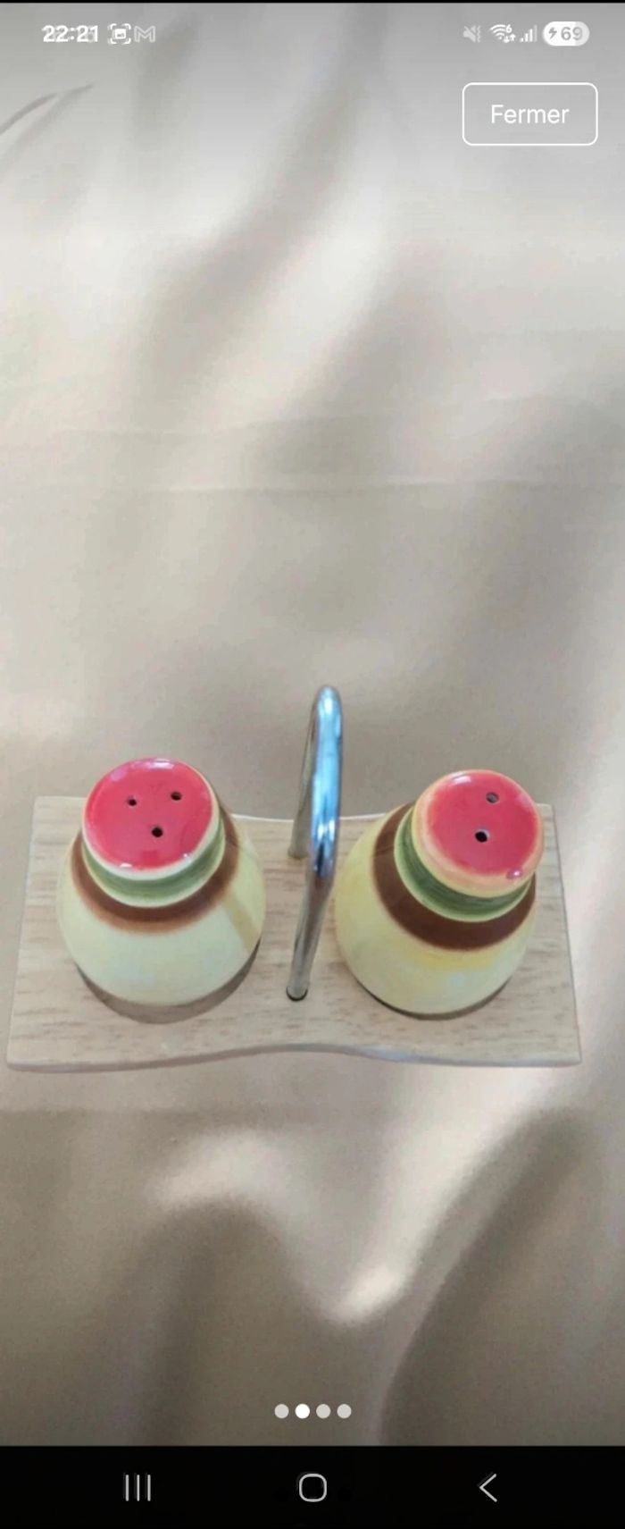 Salière & poivrière céramique + support bois – 3€ - photo numéro 2