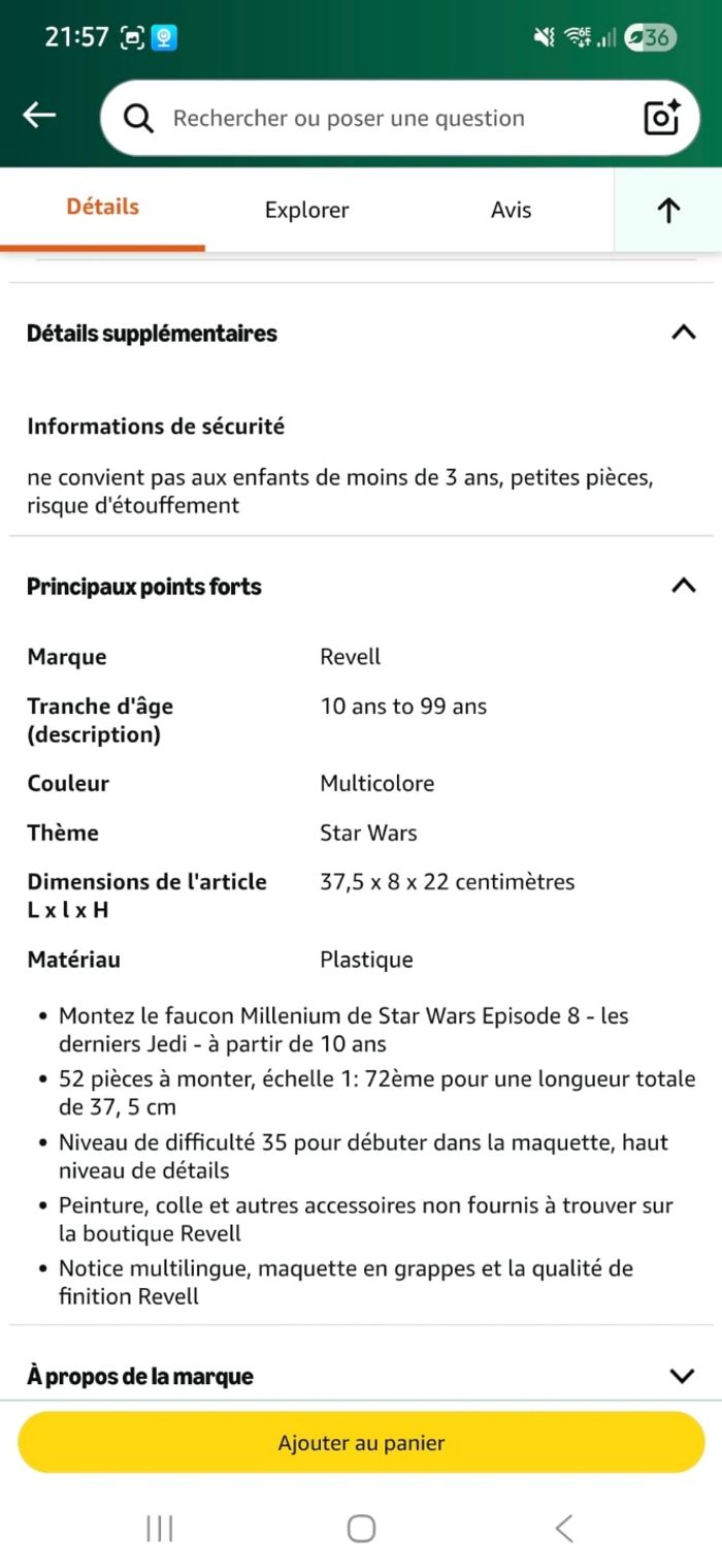 Maquette Revell - Star Wars Faucon Millenium - photo numéro 9