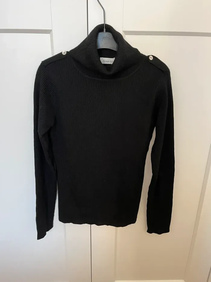 Pull col roulé noir 100% mérinos Armor Lux marque française