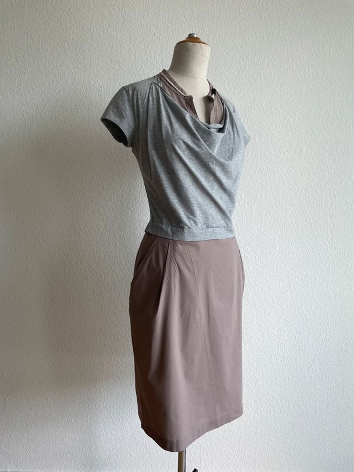 Robe bi-matière taupe Fabiana Filippi