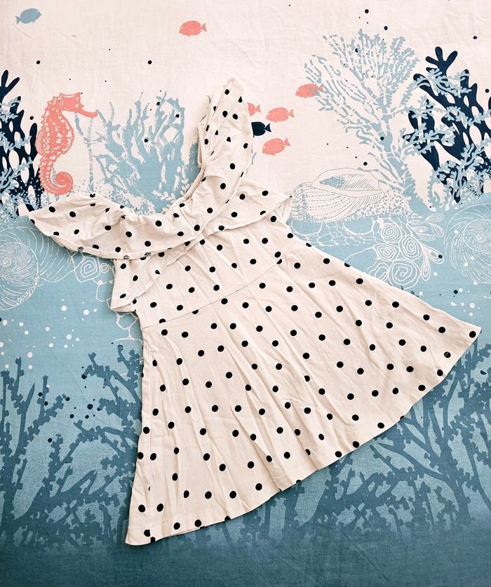 Robe d'été Kiabi blanche aux pois noirs 2 - 3 ans - photo numéro 3