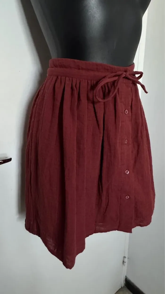 Jupe gase de coton terracotta camaïeu neuve - photo numéro 2