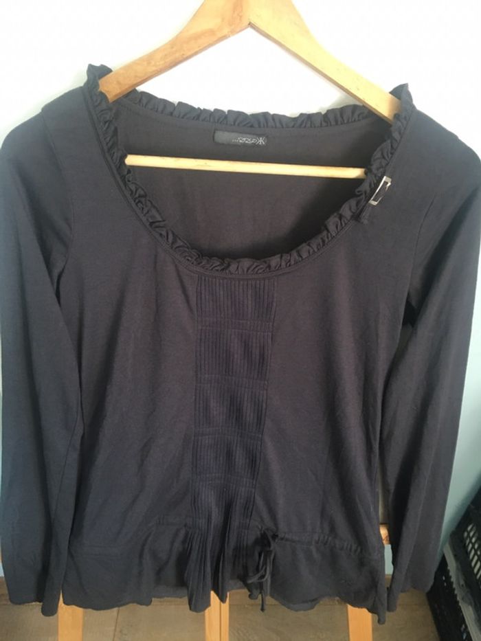 Haut t-shirt blouse tunique manche longue DDP léger avec noeud