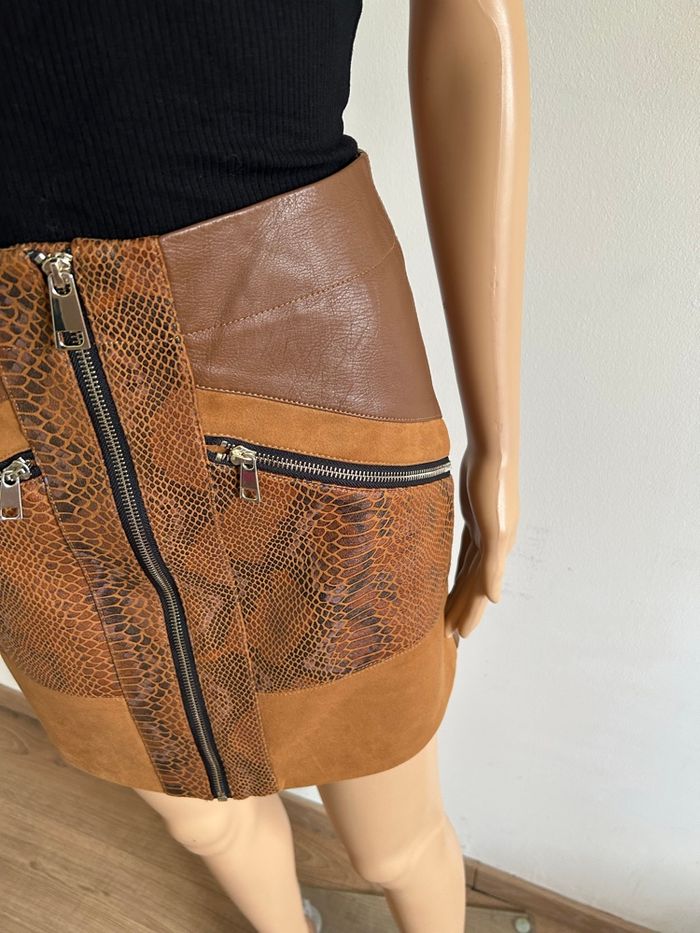 Jupe marron bi matière River Island taille européenne 36 jamais portée - photo numéro 4